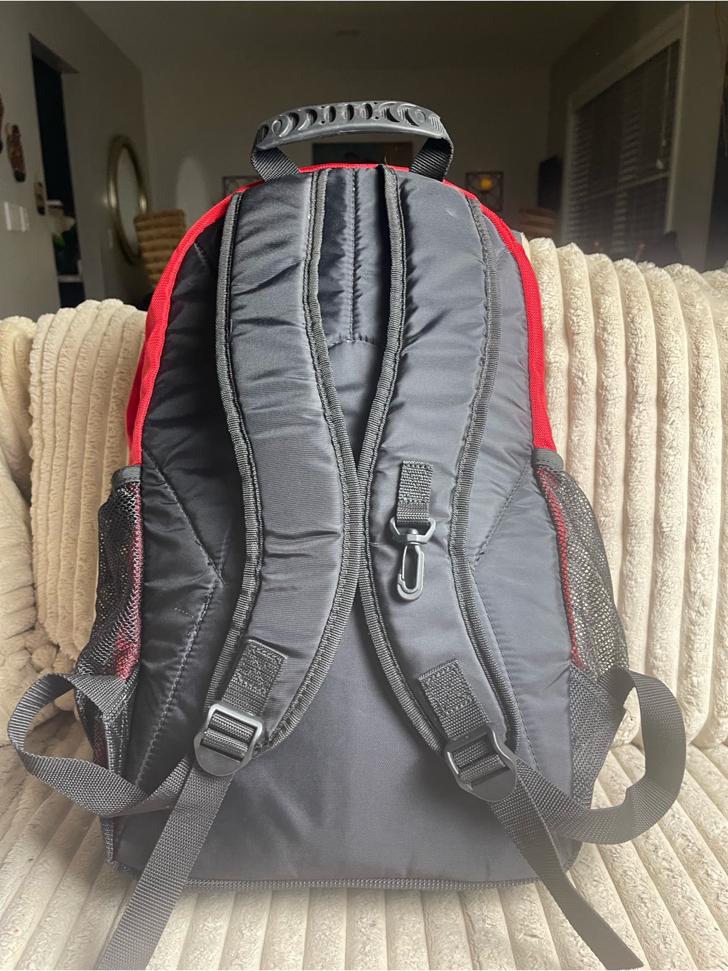 Tough Traveler Red Black Backpack Multi Pocket Travel School Hiking Daypack — image 3 of 8